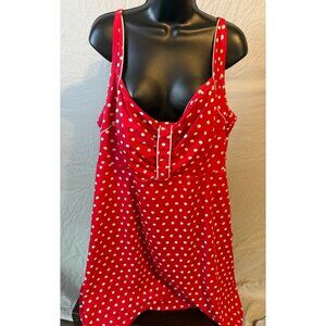 Roamans Swimdress Swimsuit Red Polka Dot Pinup Vibes Womens Plus Size 26W 4X